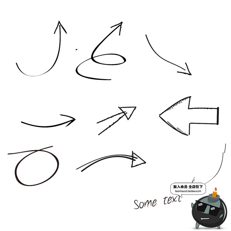 图片[14]-卡通手绘线条箭头指向标志图照片装饰元素美化PNG免抠透明PS素材-设计猿
