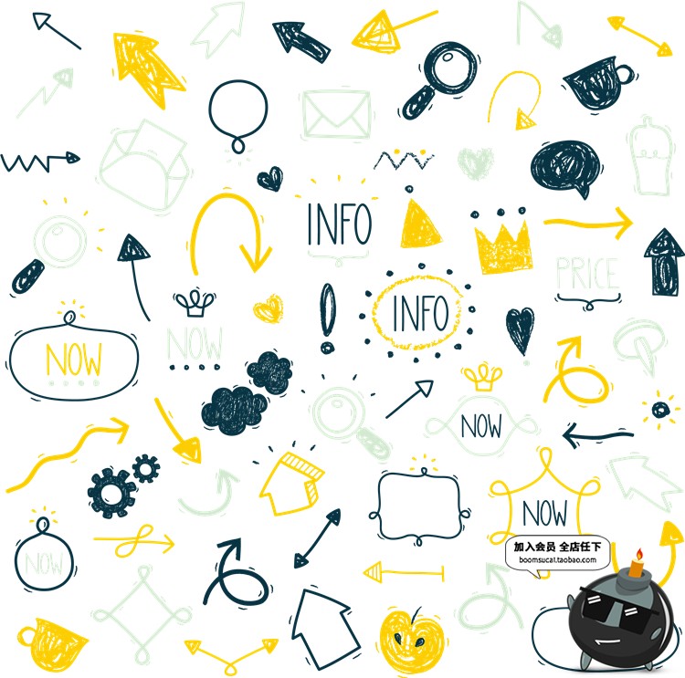 图片[15]-卡通手绘线条箭头指向标志图照片装饰元素美化PNG免抠透明PS素材-设计猿