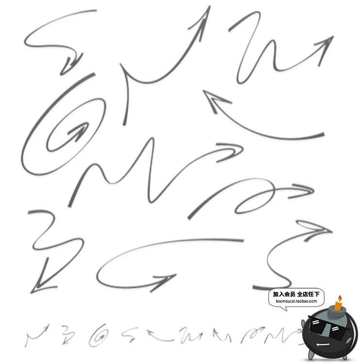 图片[17]-卡通手绘线条箭头指向标志图照片装饰元素美化PNG免抠透明PS素材-设计猿