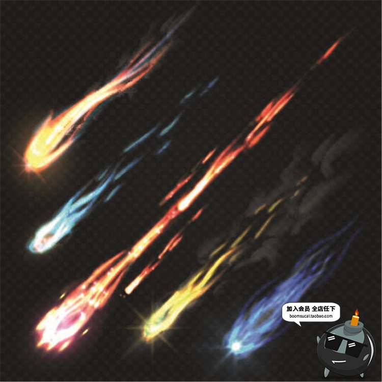 图片[2]-彩色流星星星火焰陨石陨落坠落特效光效元素AI矢量设计装饰素材-设计猿