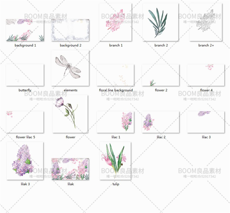 图片[2]-紫色薰衣草优雅唯美彩色手绘植物生日贺卡免扣PNG设计元素PS素材-设计猿