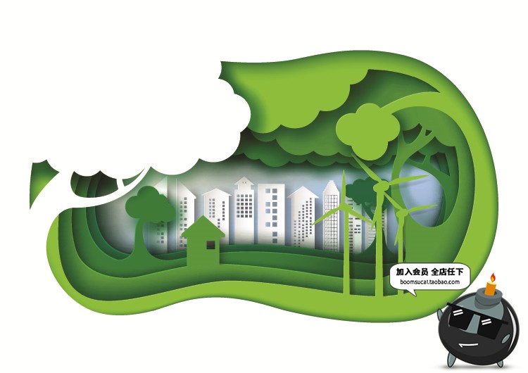 图片[4]-环保卡通绿色剪纸森系植物图案插画微立体层次树木AI矢量设计素材-设计猿