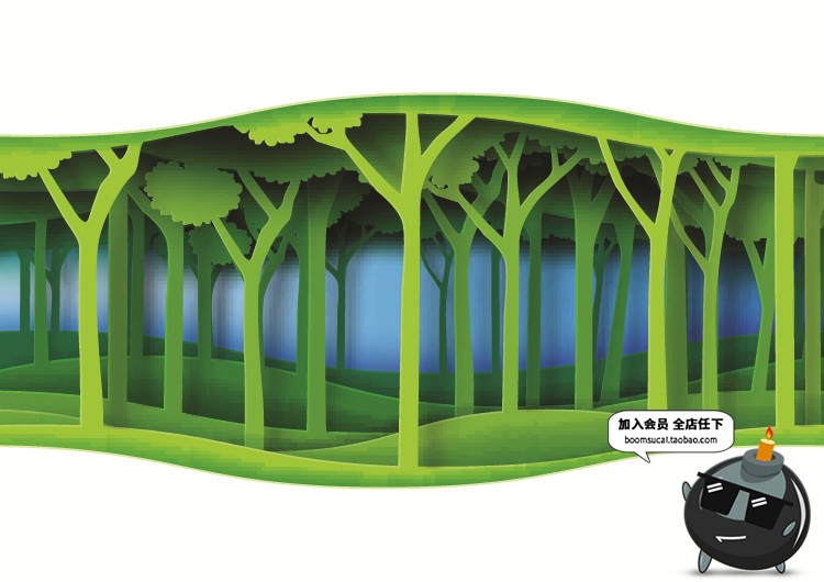 图片[9]-环保卡通绿色剪纸森系植物图案插画微立体层次树木AI矢量设计素材-设计猿