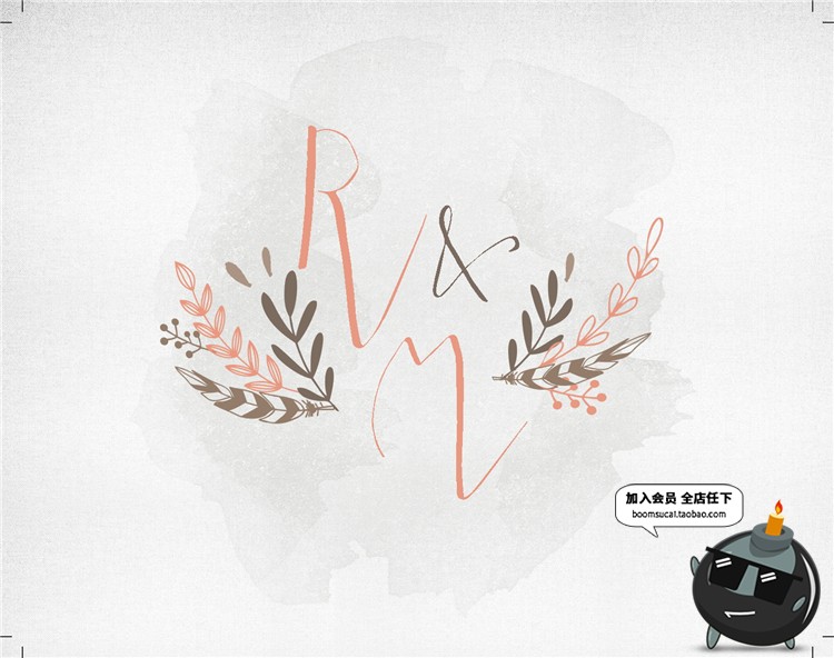 图片[9]-水彩唯美淡雅文艺小清新花环花卉婚礼邀请函请柬物料PSD模板素材-设计猿