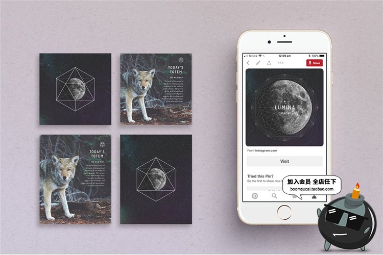 图片[1]-现代简约小清新文艺时尚贴图正方形照片图文排版PSD模板PS素材-设计猿