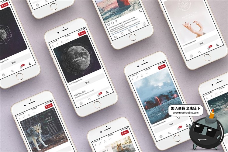 图片[6]-现代简约小清新文艺时尚贴图正方形照片图文排版PSD模板PS素材-设计猿