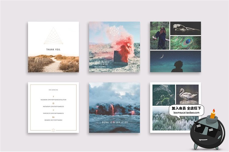 图片[7]-现代简约小清新文艺时尚贴图正方形照片图文排版PSD模板PS素材-设计猿