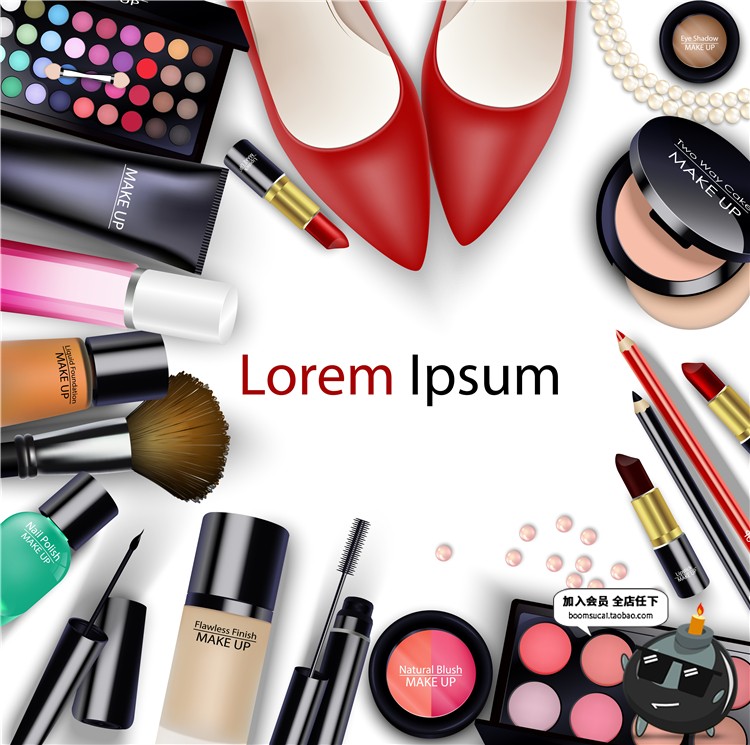 图片[6]-化妆品指甲油口红腮红眼影手绘海报背景AI矢量设计后期素材-设计猿