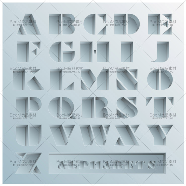 图片[1]-立体镂空纸雕风格创意26个英文字母图案字体字形AI矢量设计素材-设计猿
