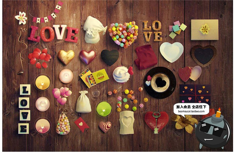 图片[4]-情侣卡通可爱情人节圣诞节场景装饰设计元素PSD模板PS素材合集-设计猿