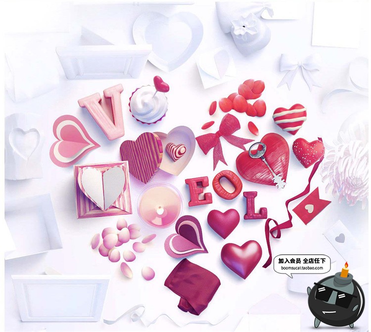 图片[5]-情侣卡通可爱情人节圣诞节场景装饰设计元素PSD模板PS素材合集-设计猿