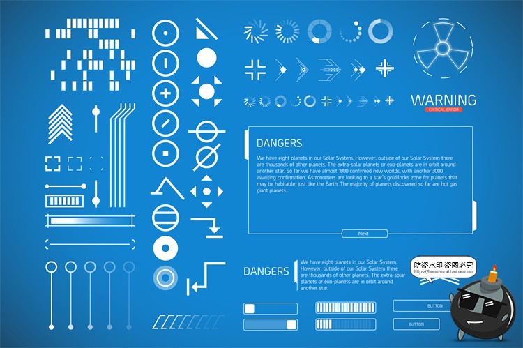 图片[3]-赛博朋克未来科技感HUD信息等待图标图形边框形状图案AI矢量素材-设计猿