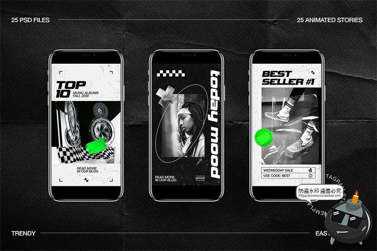 图片[4]-暗黑时尚潮流街头时装潮牌图文排版版式推文PSD模版源文件PS素材-设计猿