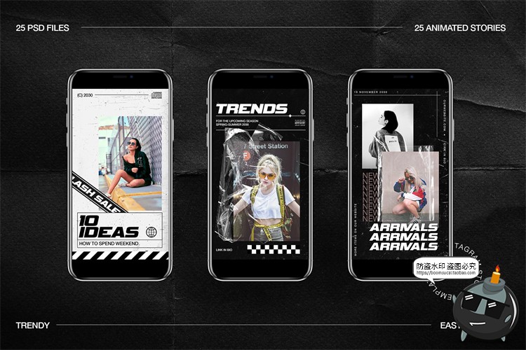 图片[5]-暗黑时尚潮流街头时装潮牌图文排版版式推文PSD模版源文件PS素材-设计猿