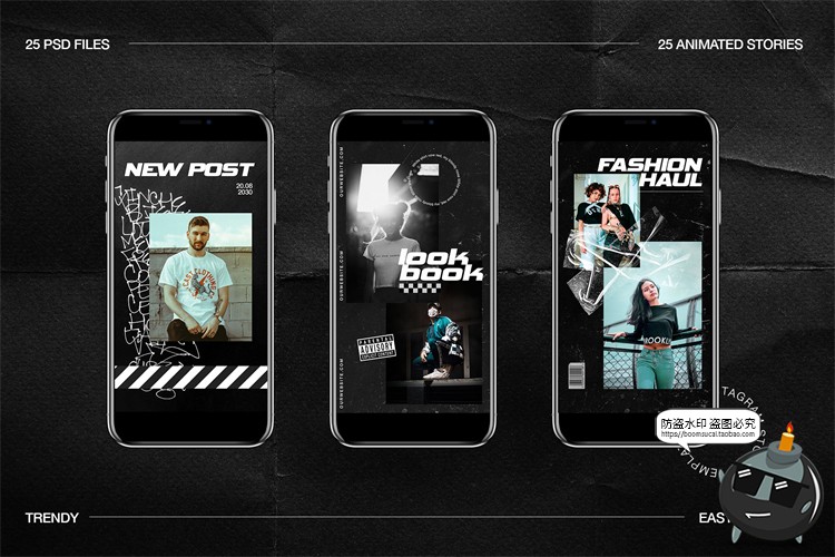 图片[7]-暗黑时尚潮流街头时装潮牌图文排版版式推文PSD模版源文件PS素材-设计猿