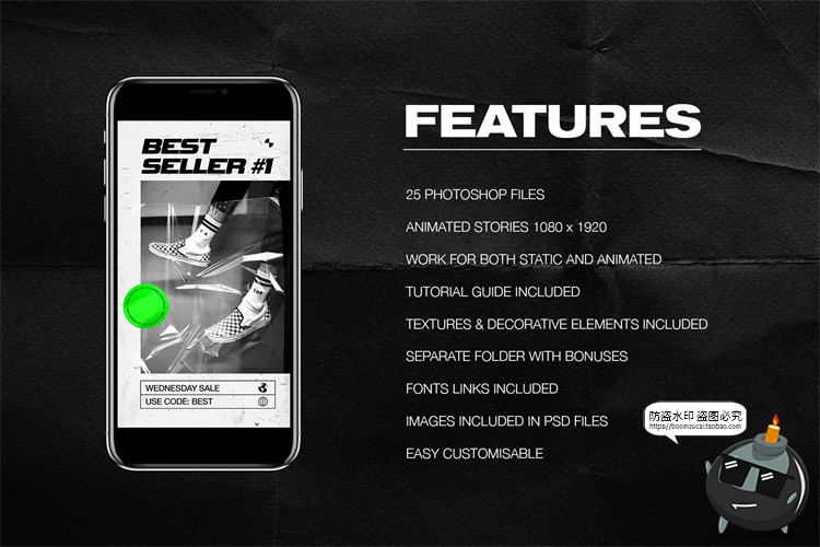 图片[10]-暗黑时尚潮流街头时装潮牌图文排版版式推文PSD模版源文件PS素材-设计猿