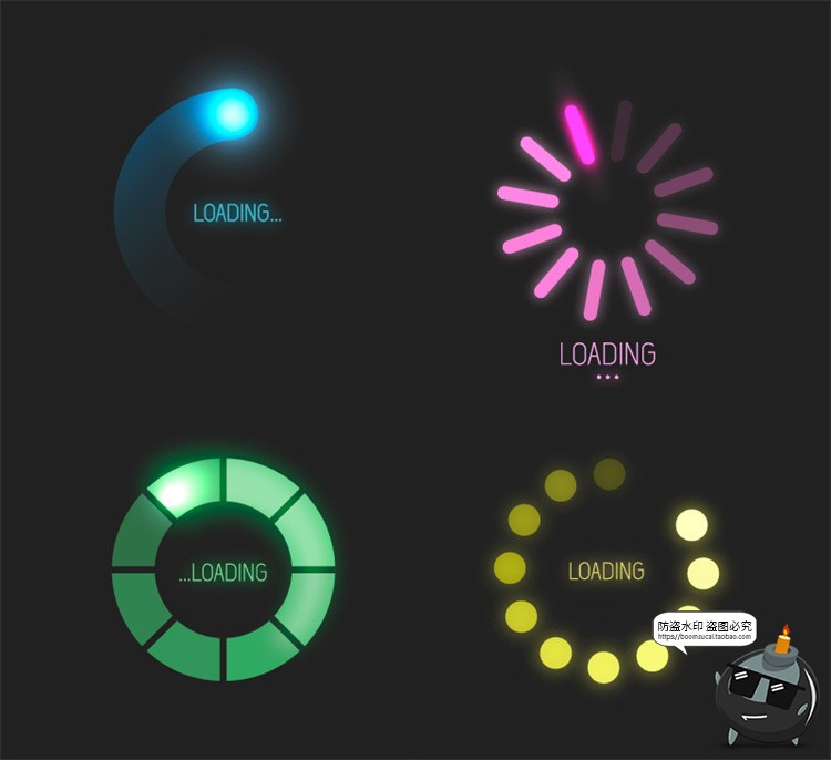 图片[1]-科技风圆形Loading加载进度条UI界面图标参考装饰元素AI矢量素材-设计猿