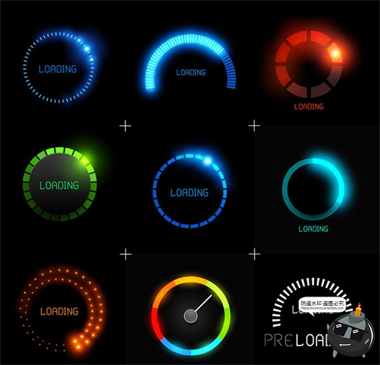 图片[5]-科技风圆形Loading加载进度条UI界面图标参考装饰元素AI矢量素材-设计猿