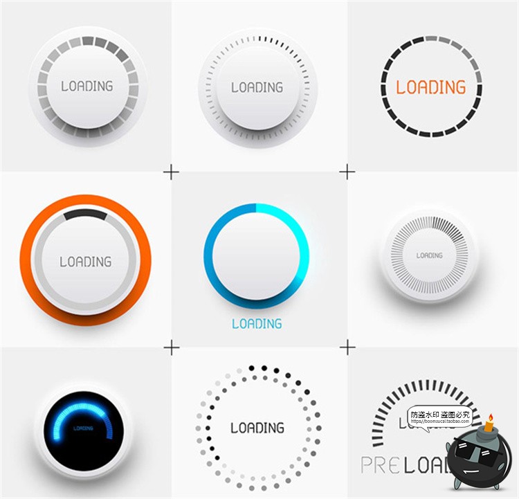图片[6]-科技风圆形Loading加载进度条UI界面图标参考装饰元素AI矢量素材-设计猿