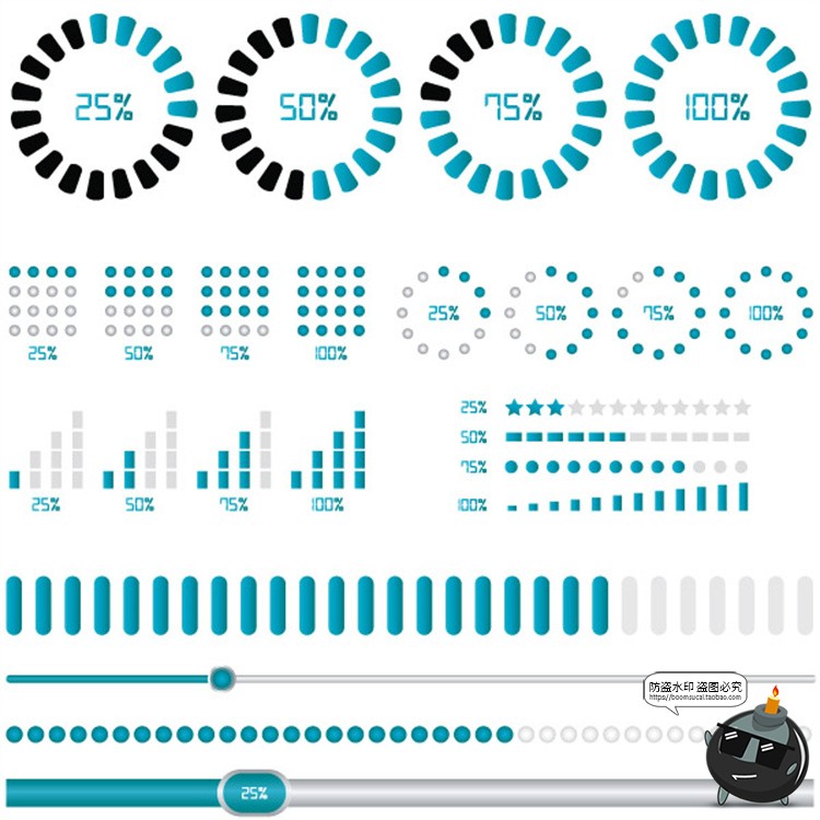 图片[8]-科技风圆形Loading加载进度条UI界面图标参考装饰元素AI矢量素材-设计猿