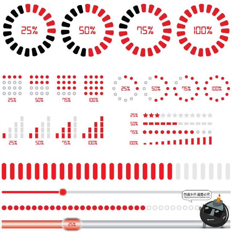 图片[9]-科技风圆形Loading加载进度条UI界面图标参考装饰元素AI矢量素材-设计猿