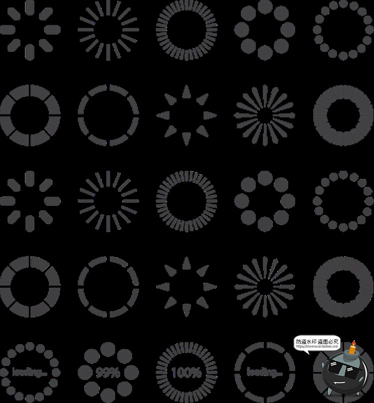 图片[12]-科技风圆形Loading加载进度条UI界面图标参考装饰元素AI矢量素材-设计猿