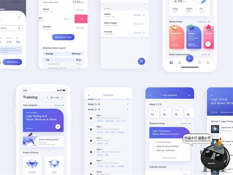 图片[4]-健康生活饮食规划APP UI界面数据可视化健身锻炼PSD分层PS素材-设计猿