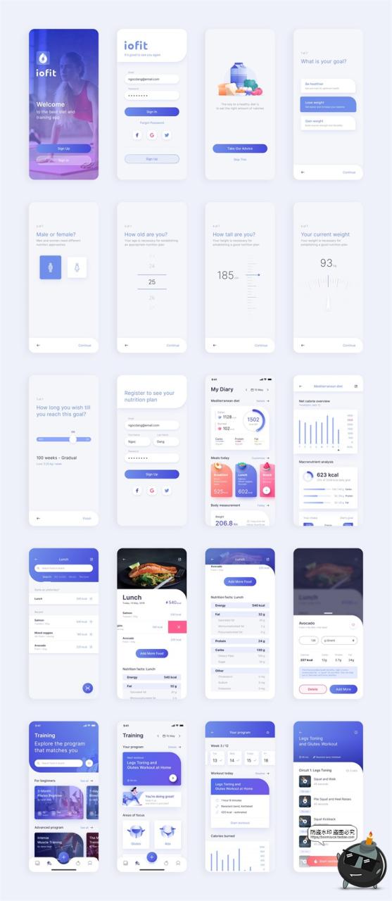 图片[7]-健康生活饮食规划APP UI界面数据可视化健身锻炼PSD分层PS素材-设计猿