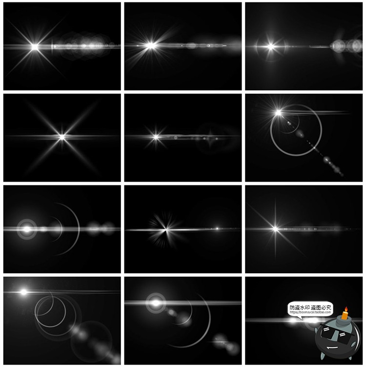 图片[4]-太阳光耀光效光晕光线四射效果后期叠加效果背景PNG免抠PS素材-设计猿
