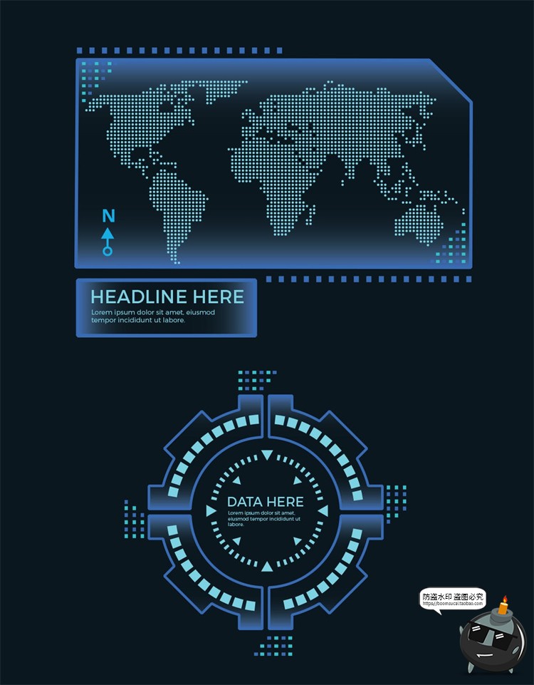 图片[2]-科技HUD科幻电子仪表盘未来技术显示全息信息边框AI矢量图素材-设计猿