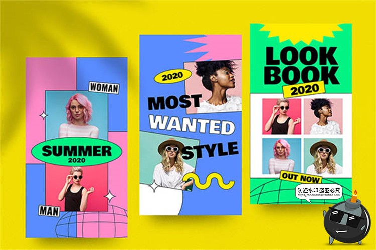 图片[4]-复古多色对比撞色孟菲斯音乐时尚图文排版故事AI矢量PSD模板素材-设计猿