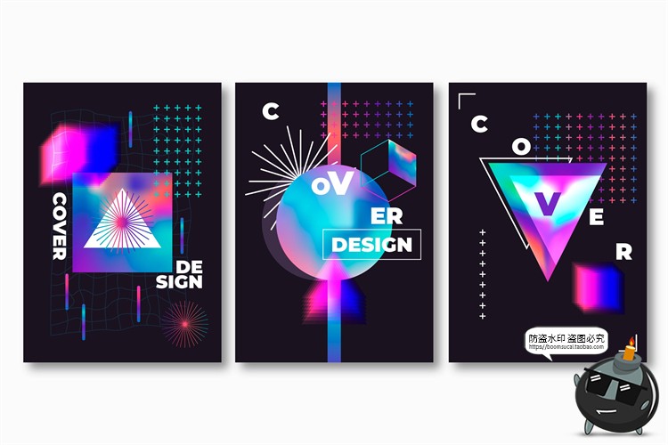 图片[2]-潮流赛博朋克创意炫酷抽象未来科技全息渐变海报模板AI矢量素材-设计猿