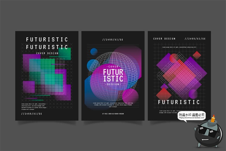 图片[4]-潮流赛博朋克创意炫酷抽象未来科技全息渐变海报模板AI矢量素材-设计猿