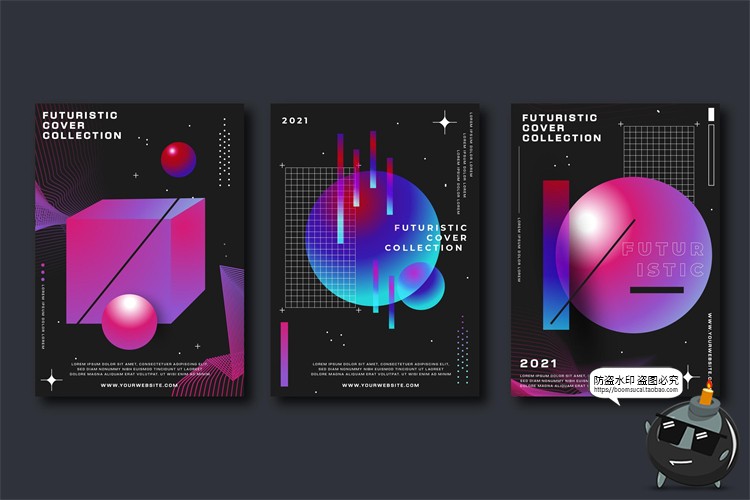 图片[5]-潮流赛博朋克创意炫酷抽象未来科技全息渐变海报模板AI矢量素材-设计猿