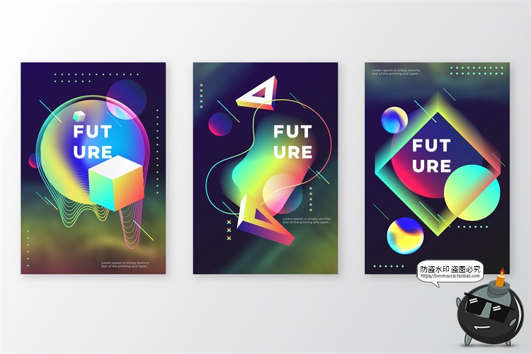 图片[7]-潮流赛博朋克创意炫酷抽象未来科技全息渐变海报模板AI矢量素材-设计猿