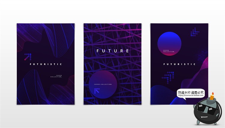 图片[18]-潮流赛博朋克创意炫酷抽象未来科技全息渐变海报模板AI矢量素材-设计猿