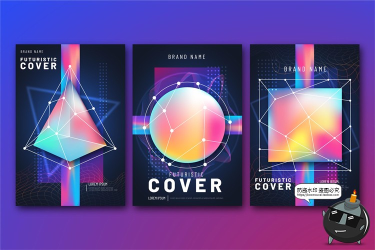 图片[19]-潮流赛博朋克创意炫酷抽象未来科技全息渐变海报模板AI矢量素材-设计猿