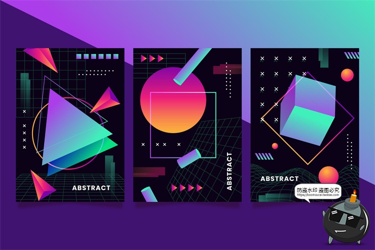 图片[20]-潮流赛博朋克创意炫酷抽象未来科技全息渐变海报模板AI矢量素材-设计猿