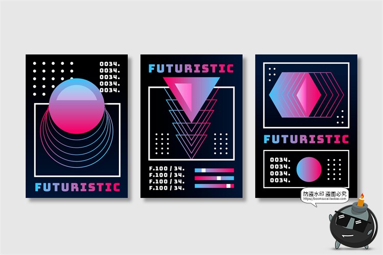 图片[21]-潮流赛博朋克创意炫酷抽象未来科技全息渐变海报模板AI矢量素材-设计猿