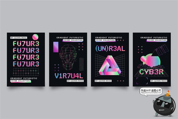 图片[22]-潮流赛博朋克创意炫酷抽象未来科技全息渐变海报模板AI矢量素材-设计猿