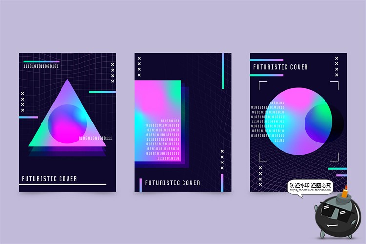 图片[25]-潮流赛博朋克创意炫酷抽象未来科技全息渐变海报模板AI矢量素材-设计猿