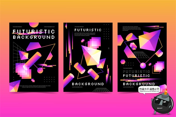 图片[30]-潮流赛博朋克创意炫酷抽象未来科技全息渐变海报模板AI矢量素材-设计猿