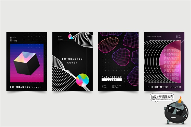 图片[31]-潮流赛博朋克创意炫酷抽象未来科技全息渐变海报模板AI矢量素材-设计猿