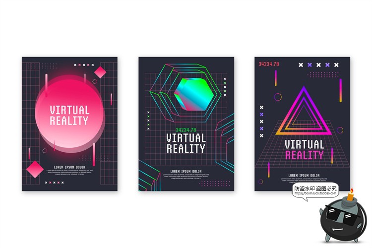 图片[32]-潮流赛博朋克创意炫酷抽象未来科技全息渐变海报模板AI矢量素材-设计猿