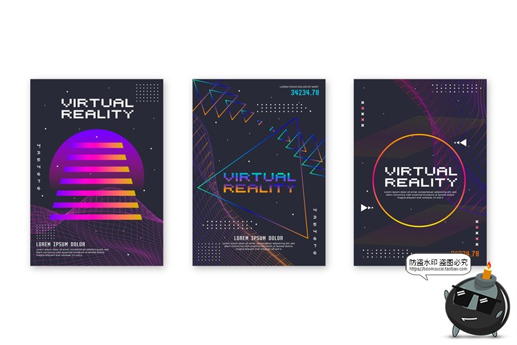 图片[33]-潮流赛博朋克创意炫酷抽象未来科技全息渐变海报模板AI矢量素材-设计猿