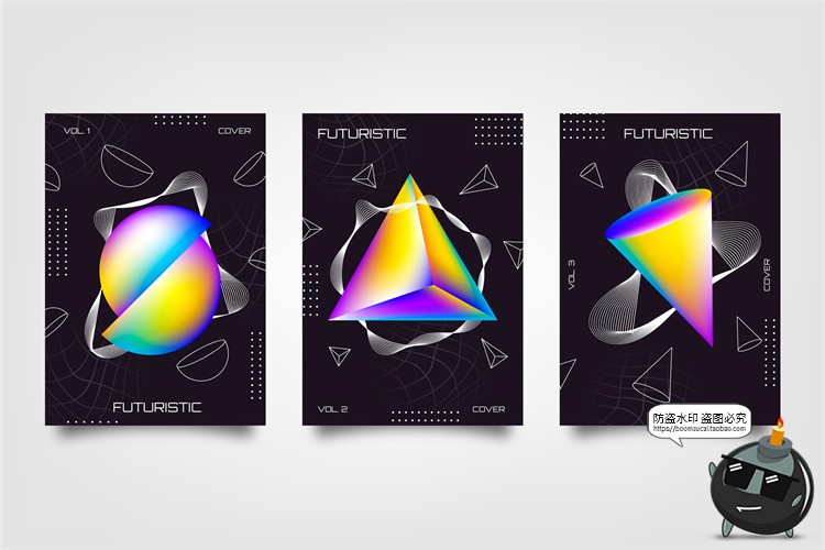 图片[34]-潮流赛博朋克创意炫酷抽象未来科技全息渐变海报模板AI矢量素材-设计猿