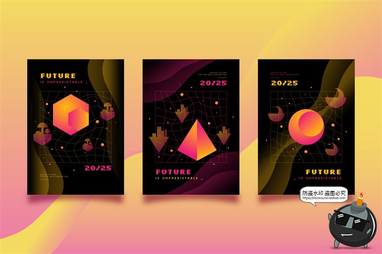 图片[37]-潮流赛博朋克创意炫酷抽象未来科技全息渐变海报模板AI矢量素材-设计猿