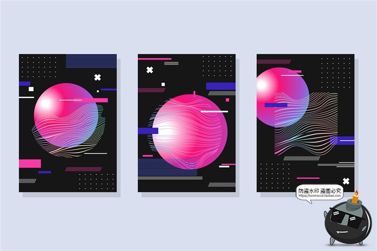 图片[40]-潮流赛博朋克创意炫酷抽象未来科技全息渐变海报模板AI矢量素材-设计猿
