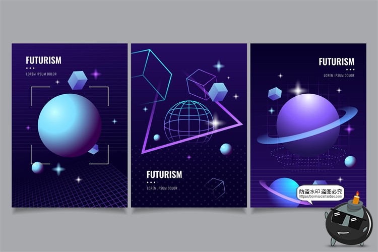 图片[43]-潮流赛博朋克创意炫酷抽象未来科技全息渐变海报模板AI矢量素材-设计猿