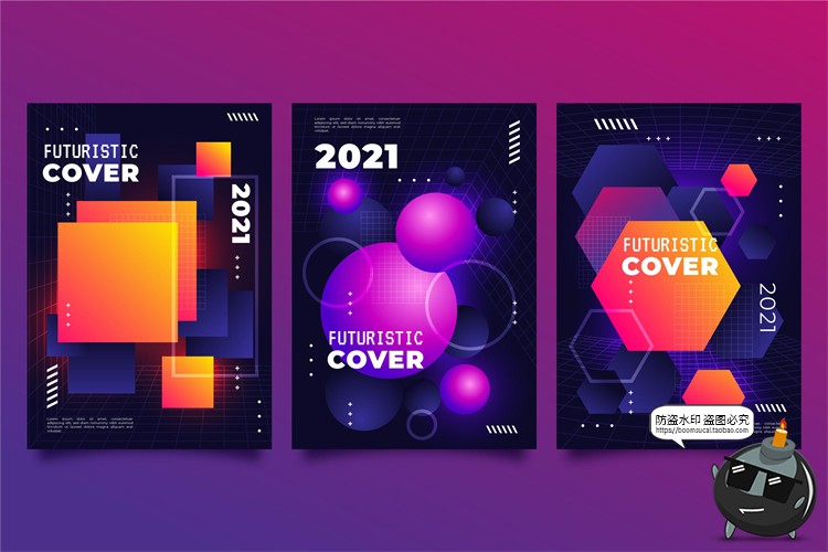 图片[48]-潮流赛博朋克创意炫酷抽象未来科技全息渐变海报模板AI矢量素材-设计猿